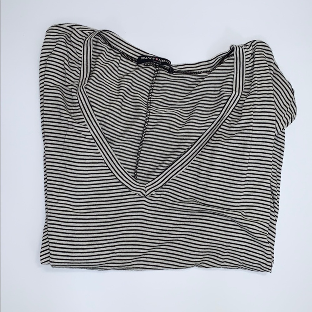 Brandy Melville Striped V-neck Tee Shirt